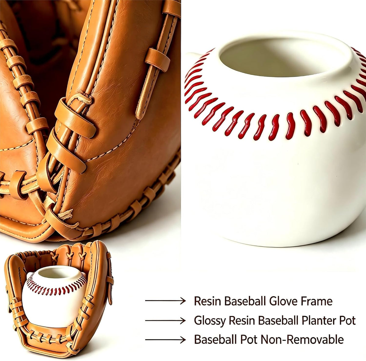 Spherical Flower Pot - Decorative Baseball Plant Pot