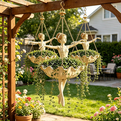 Ballet Dancer Hanging Planter Hanging,Basket for Indoor Outdoor Decor,Cute Ballerina Basket for Succulents Spider Plant,Whimsical Ballerina Plant Holder, Dance Teacher Gift，1