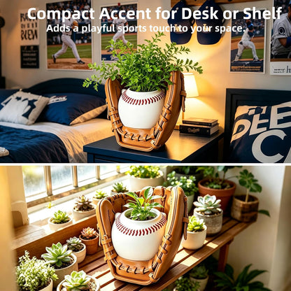 Spherical Flower Pot - Decorative Baseball Plant Pot