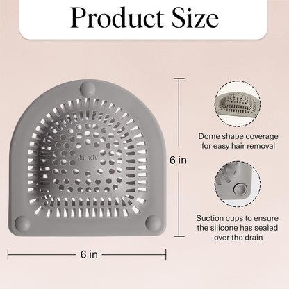Kitsch Shower Drain Hair Catcher - Sink Drain Strainer - Grey
