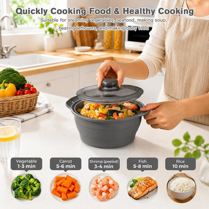42oz Silicone Microwave Steamer For Cooking Food, Vegetable Steamer