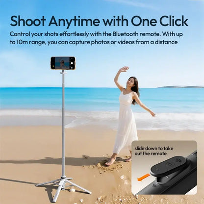Ulanzi MT85 MagSafe Snap-On Magnetic Cellphone Tripod - 1.7M Adjustable Selfie Stick, Steel Quadruped Stand