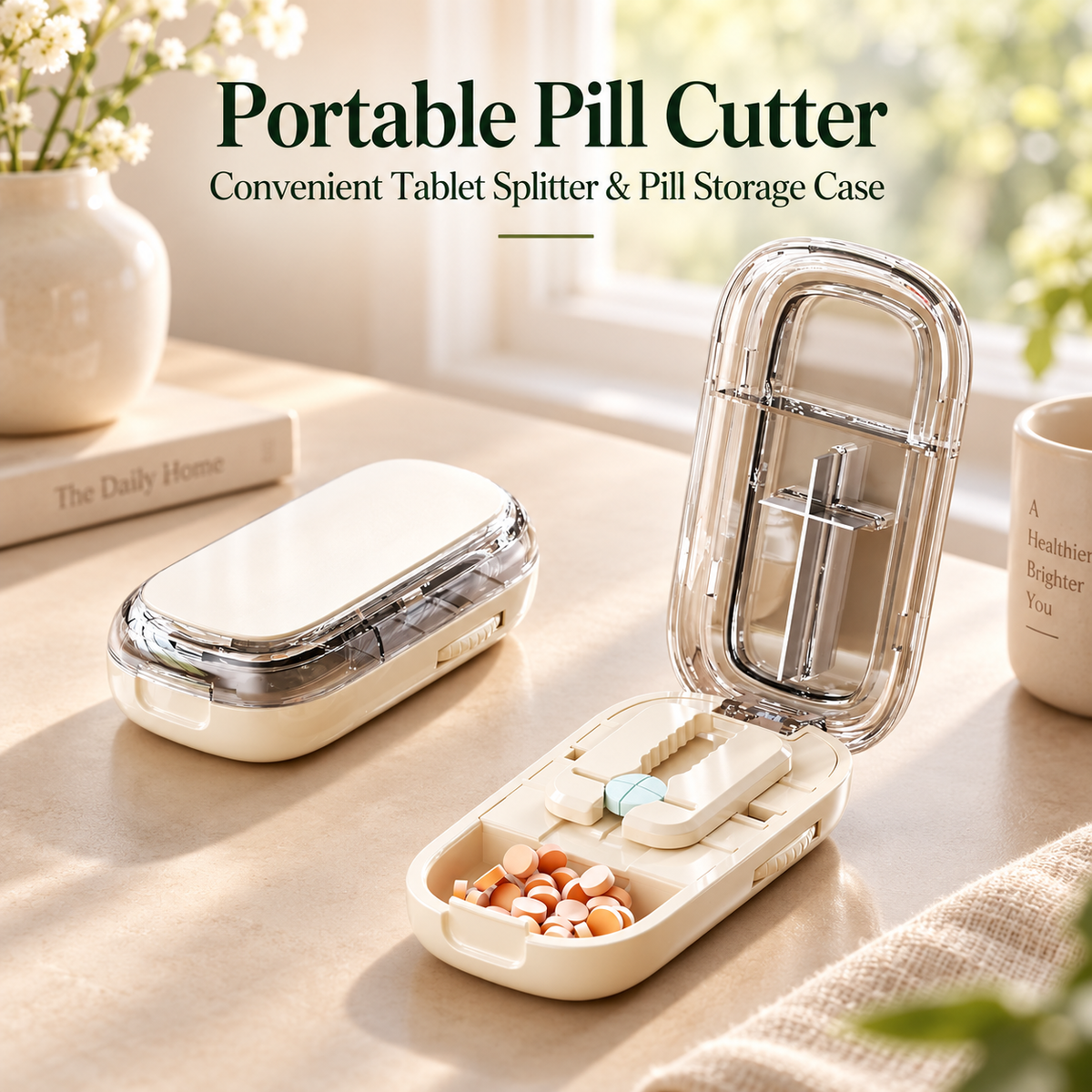 💊 Portable Pill Cutter｜Clean & Accurate Medicine Splitter