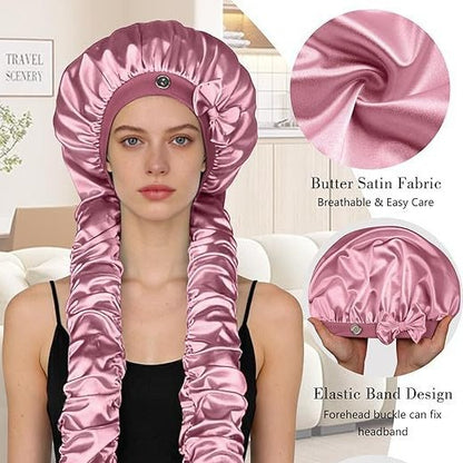 Pantyhose Sleeping Bonnet for Long Braids & Hair Elastic Satin