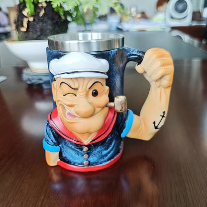 1pc New3D Popeye Power Mug  Home Coffee Resin Cup Desktop Ornament Gift Funny Cup
