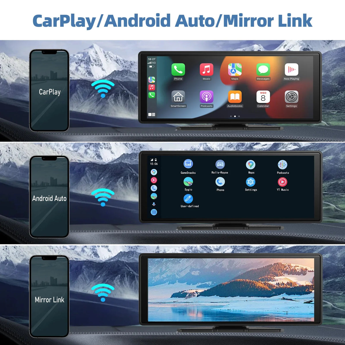 Wireless Carplay Car Stereo, 10.26" inch HD