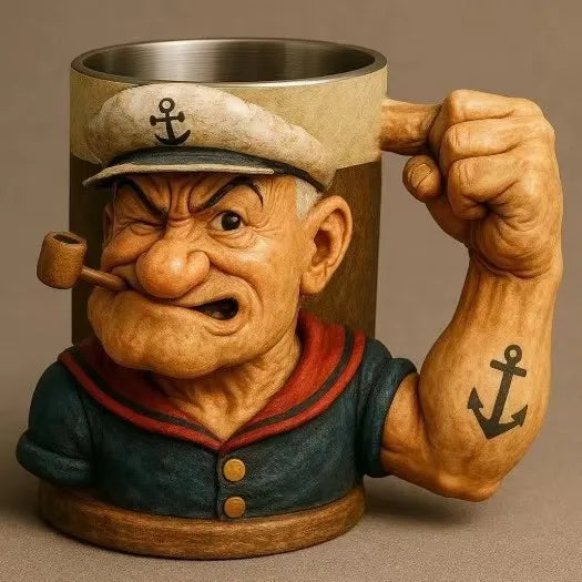 1pc New3D Popeye Power Mug  Home Coffee Resin Cup Desktop Ornament Gift Funny Cup