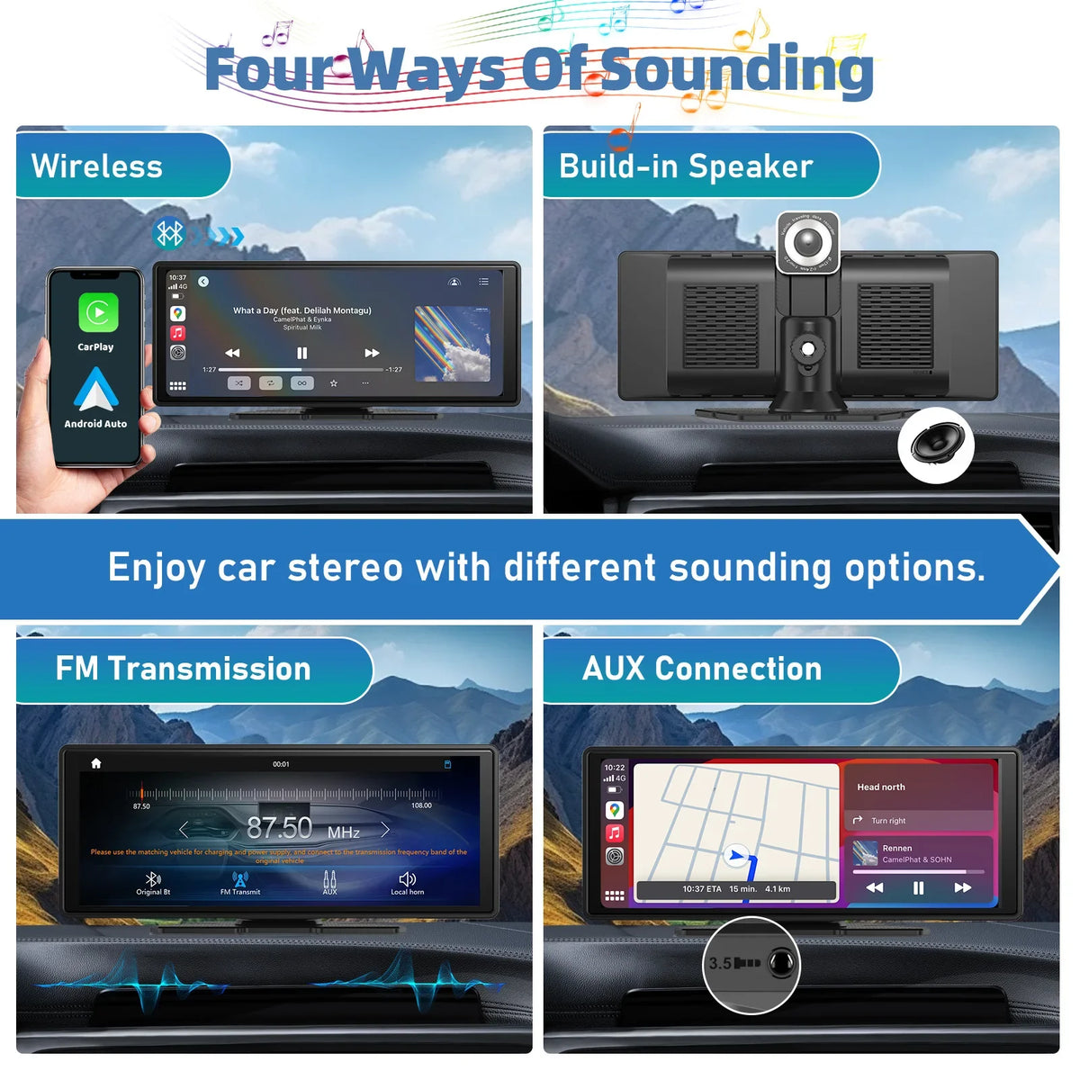 Wireless Carplay Car Stereo, 10.26" inch HD