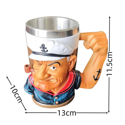 1pc New3D Popeye Power Mug  Home Coffee Resin Cup Desktop Ornament Gift Funny Cup