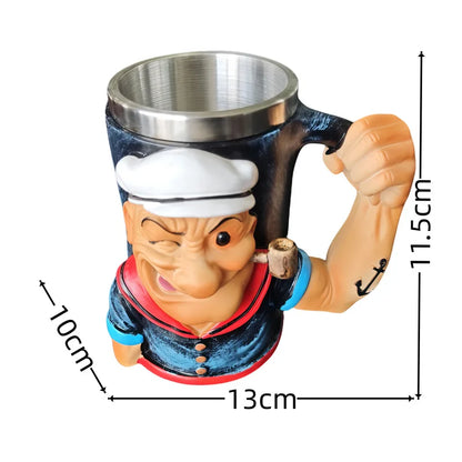 1pc New3D Popeye Power Mug  Home Coffee Resin Cup Desktop Ornament Gift Funny Cup