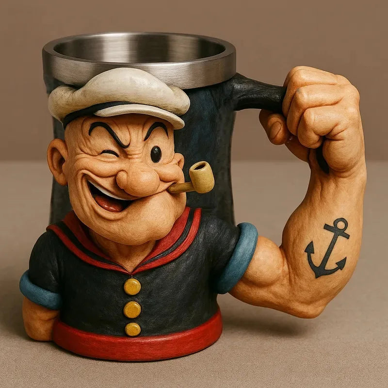 1pc New3D Popeye Power Mug  Home Coffee Resin Cup Desktop Ornament Gift Funny Cup