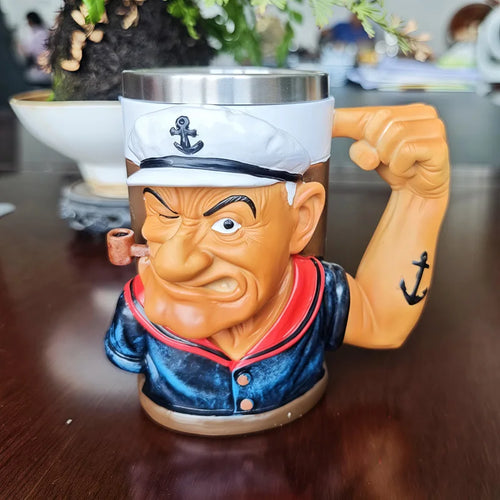1pc New3D Popeye Power Mug  Home Coffee Resin Cup Desktop Ornament Gift Funny Cup