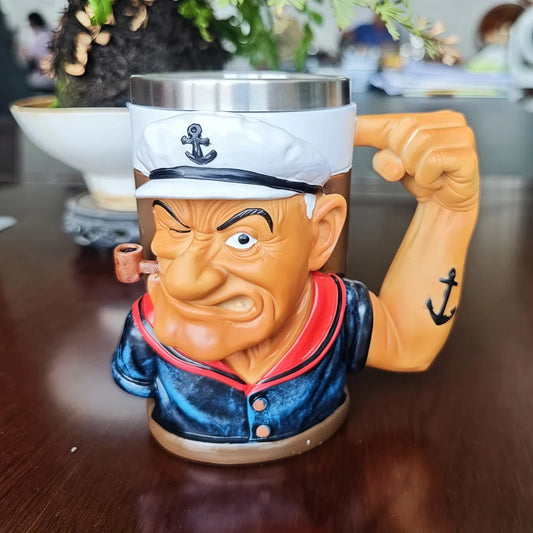 1pc New3D Popeye Power Mug  Home Coffee Resin Cup Desktop Ornament Gift Funny Cup