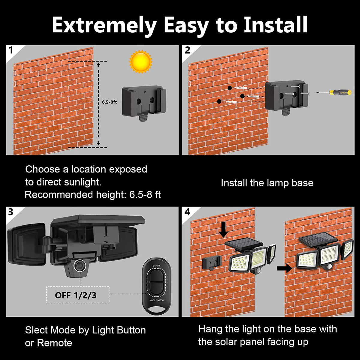 ⏰Limited Stock 60% OFF Solar Lights Outdoor - 210 LED 2500LM Waterproof Motion Sensor Security Lights with Wireless Remote