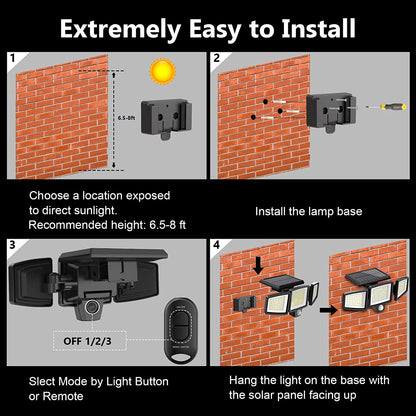 ⏰Limited Stock 60% OFF Solar Lights Outdoor - 210 LED 2500LM Waterproof Motion Sensor Security Lights with Wireless Remote
