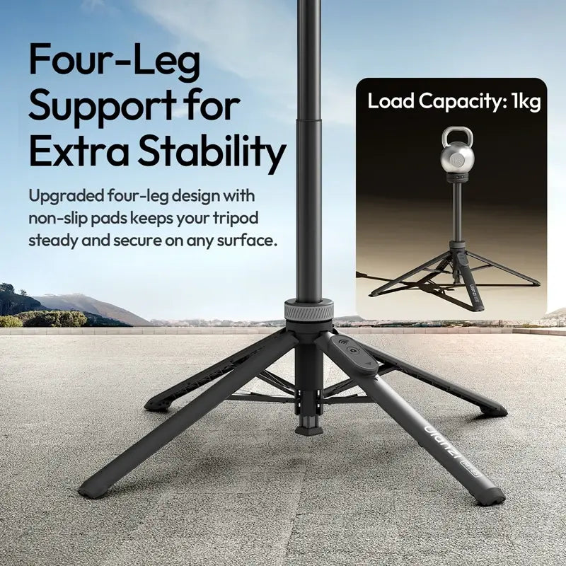 Ulanzi MT85 MagSafe Snap-On Magnetic Cellphone Tripod - 1.7M Adjustable Selfie Stick, Steel Quadruped Stand