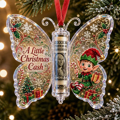 🔥Last Day 49% OFF🦋💵 Christmas Cash Gift Butterfly Ornament – Holiday Money Holder Keepsake 🎄✨