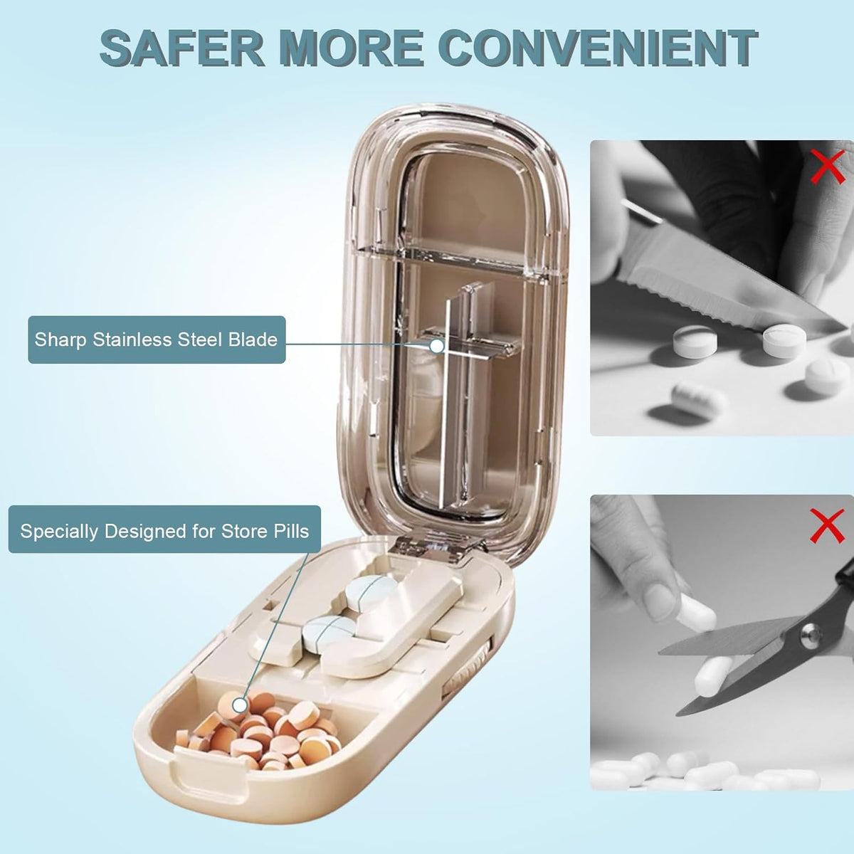 💊 Portable Pill Cutter｜Clean & Accurate Medicine Splitter