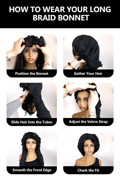 Pantyhose Sleeping Bonnet for Long Braids & Hair Elastic Satin