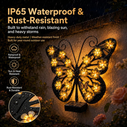 Solar Metal Butterfly Wall Lights Outdoor Decor🦋