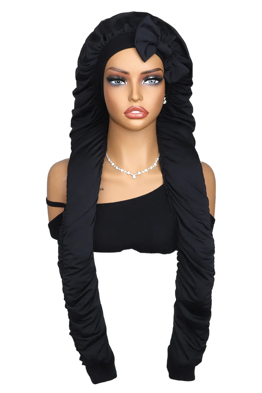 Pantyhose Sleeping Bonnet for Long Braids & Hair Elastic Satin