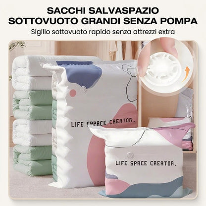 🧳💨 50% di sconto! Sacchetti sottovuoto senza pompa – Premi e sigilla, nessuna pompa necessaria. Risparmia l'80% di spazio, mantiene i vestiti asciutti e privi di polvere. Ideal per biancheria da letto voluminosa e attrezzatura stagionale. 🛏️🗄️