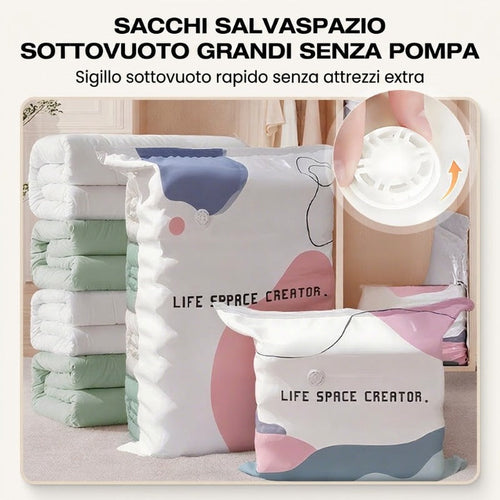 🧳💨 50% di sconto! Sacchetti sottovuoto senza pompa – Premi e sigilla, nessuna pompa necessaria. Risparmia l'80% di spazio, mantiene i vestiti asciutti e privi di polvere. Ideal per biancheria da letto voluminosa e attrezzatura stagionale. 🛏️🗄️