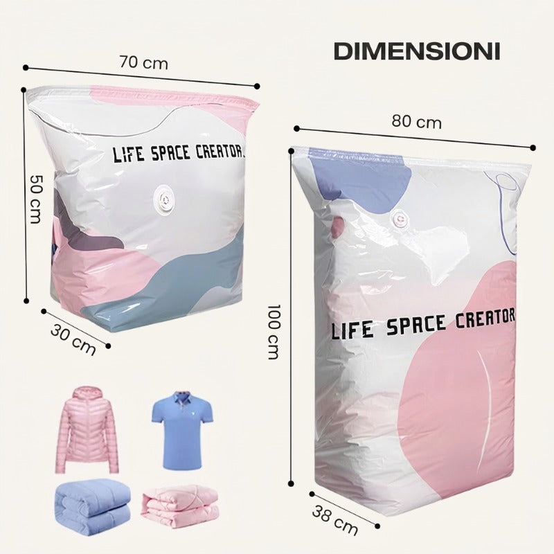 🧳💨 50% di sconto! Sacchetti sottovuoto senza pompa – Premi e sigilla, nessuna pompa necessaria. Risparmia l'80% di spazio, mantiene i vestiti asciutti e privi di polvere. Ideal per biancheria da letto voluminosa e attrezzatura stagionale. 🛏️🗄️